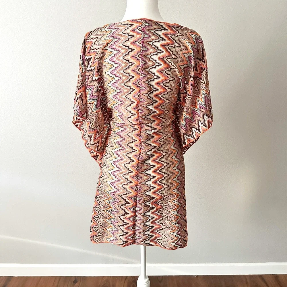 BECCA Sundown Crochet Knit Tunic Metallic Sheer Beach Cover Up Women's‎ Size M/L